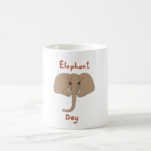 Caneca De Café Dia Românico dos Elefantes Africanos