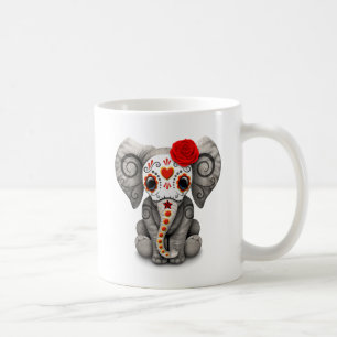 Caneca De Café Dia vermelho do elefante inoperante do bebê do