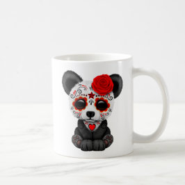 Caneca De Café Dia vermelho do urso de panda inoperante do crânio