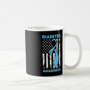 Caneca De Café Diabetes Sensibilização dos EUA Bandeira Azul Fita