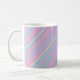 Caneca De Café Diagonais - Rosa Pastel, Amarelo, Roxo e Verde