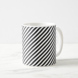 Caneca De Café Diagonal black and white stripes  pattern