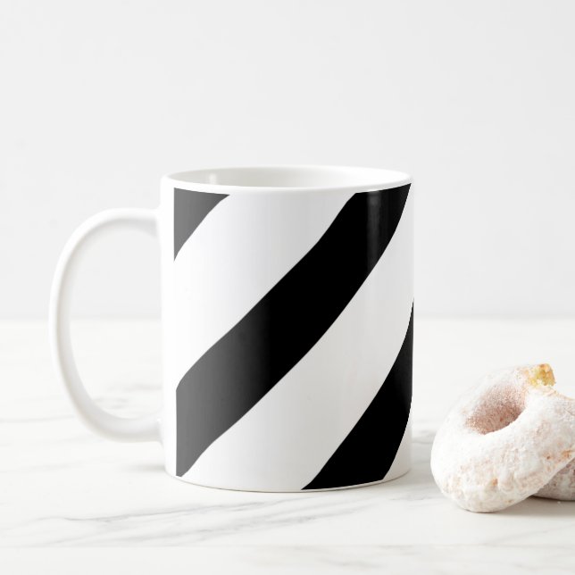 Caneca De Café Diagonal Preto e Branco (Com Donut)