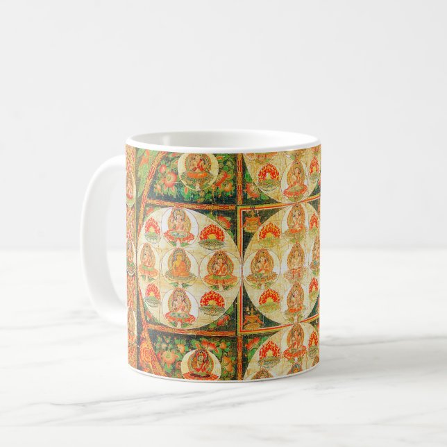 Caneca De Café Diagrama Cósmico de Mandala para a Meditação (Frente Esquerda)