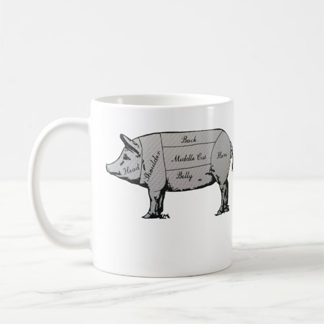 Caneca De Café Diagrama de Suínos do Butcher (Esquerda)