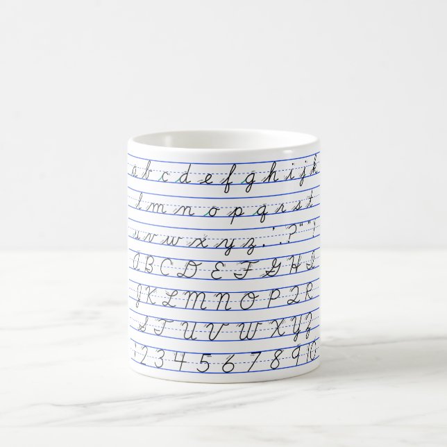 Caneca De Café Diagrama do alfabeto inglês na escrita Cursive (Centro)