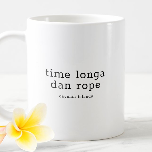 Caneca De Café Dialeto Caimenense Divertido Tempo Longa Dan Corda (Criador carregado)