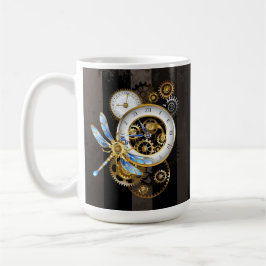 Caneca De Café Dials Steampunk com Dragonfly