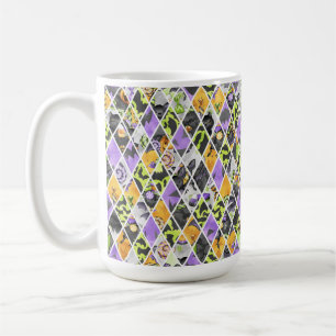 CANECA DE CAFÉ DIAMANTE DE HALLOWEEN PURPLE VERDE DE LARANJA PRET