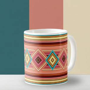 Caneca De Café Diamante e faixa de cores múltiplas suaves