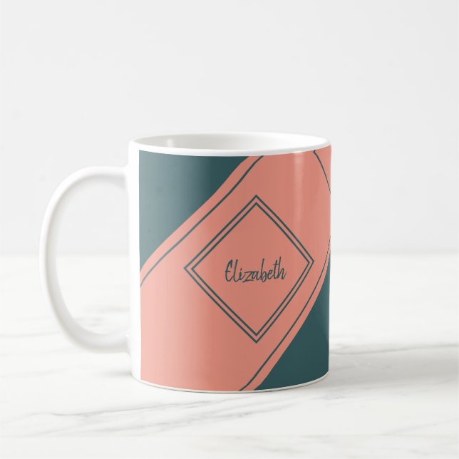 Caneca De Café Diamante Geométrico Simples Moderno Diagonal (Esquerda)