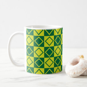 Caneca De Café Diamante Quadrado Verde Geométrico Moderno