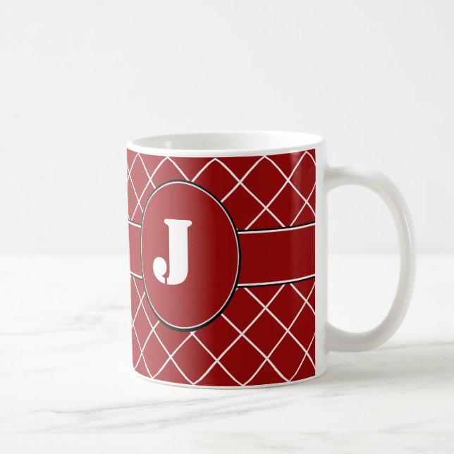 Caneca De Café Diamante vermelho Monogrammed (Direita)