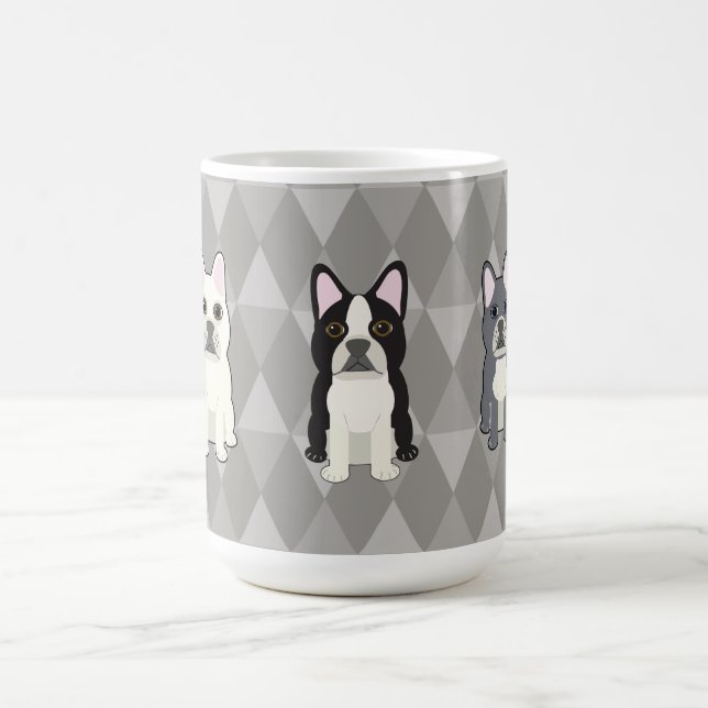 Caneca De Café Diamantes Cinzas Frenchies (Centro)