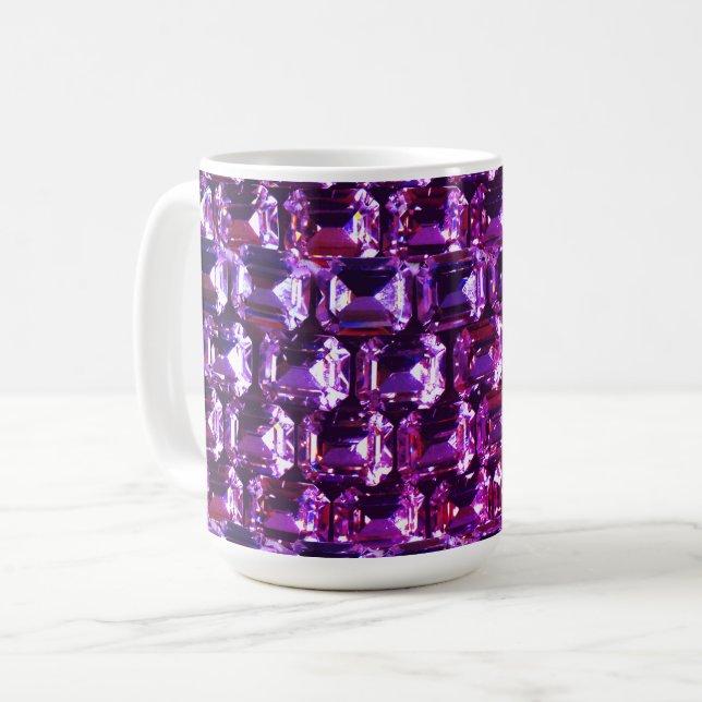 Caneca De Café Diamantes de pedra roxa Elegante (Frente Esquerda)