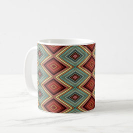 Caneca De Café Diamantes e faixas de cores múltiplas suaves