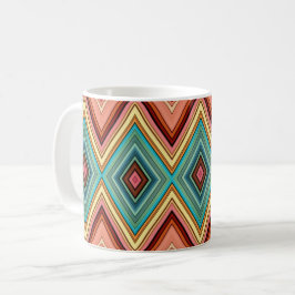 Caneca De Café Diamantes e faixas de cores múltiplas suaves