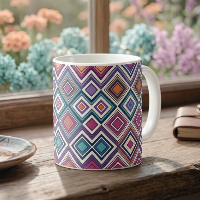 Caneca De Café Diamantes Geométricos (Criador carregado)