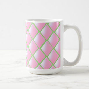Caneca De Café Diamantes rosa e verde