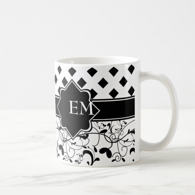 Caneca De Café Diamantes Vitorianos, Preto-Preto (Direita)