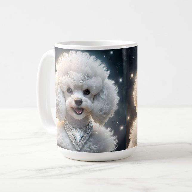 Caneca De Café Diamond Diva: O Poodle Glamoroso em Sparkle (Frente Esquerda)