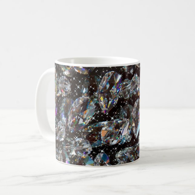 Caneca De Café Diamond Glitter Sparkle Elegant (Frente Esquerda)