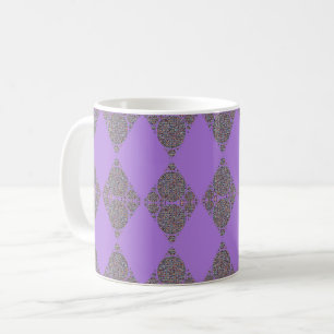 Caneca De Café Diamond Patterno Bright Roxo Geométrico