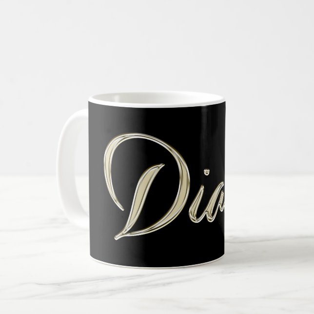 Caneca De Café Diane white gold Handwriting Tasse Kaffeetasse (Frente Esquerda)