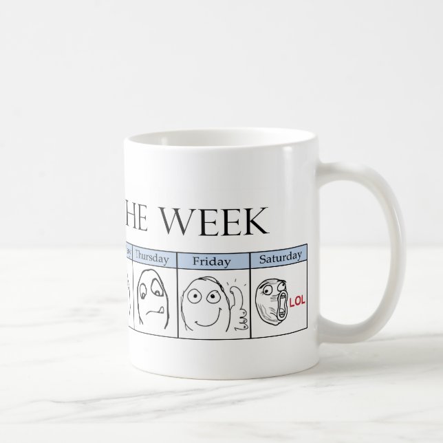 Caneca De Café Dias da semana Memes (Direita)