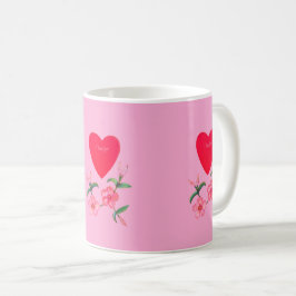 Caneca De Café Dias de os namorados Flor de mandevila cor-de-cora