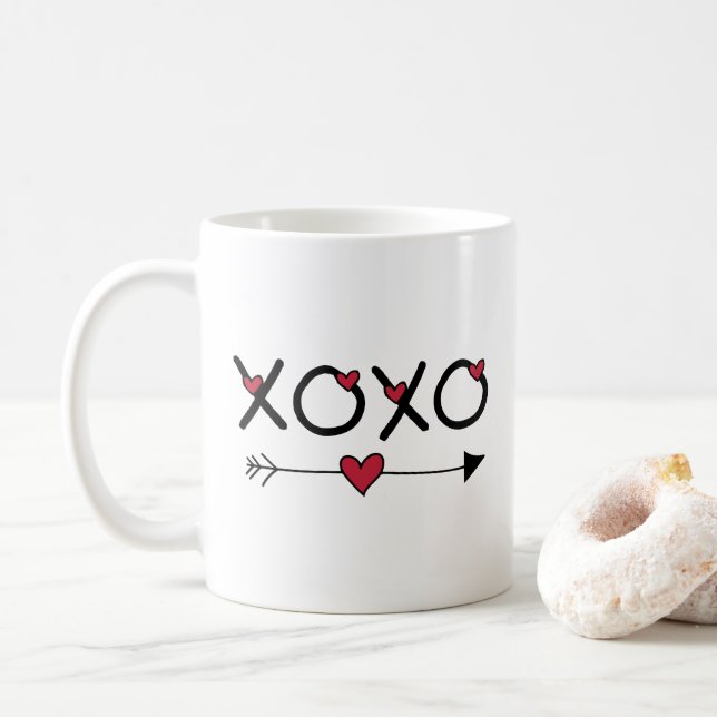 Caneca De Café Dias de os namorados XOXO (Com Donut)