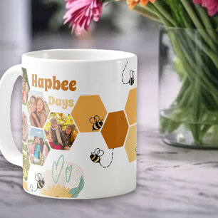 Caneca De Café Dias Felizes da Abelha 7 Colagem de Fotos Abelha e