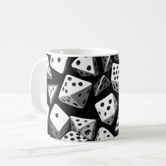 Caneca De Café Dice Delight: Uma Cascata Geométrica (Frente Esquerda)