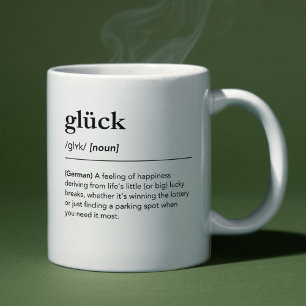 Caneca De Café Dicionário Minimalista de Palavras em Glück Defini