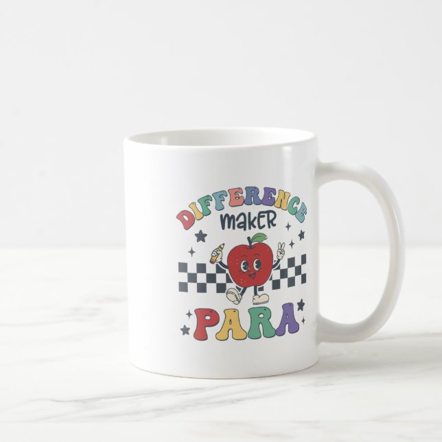 Caneca De Café Difference Maker Para Teacher Paraprofessional Par (Direita)
