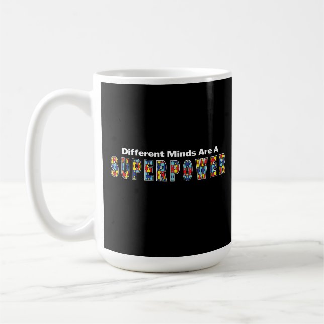 Caneca De Café Different Minds Are a Superpower Autism Acceptance (Esquerda)