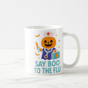 Caneca De Café Diga Boo À Enfermeira De Gripe Pumpkin Na Vacina D