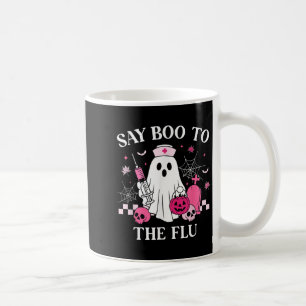 Caneca De Café Diga Boo Para A Gripe Enfermeira Divertida Fantasm