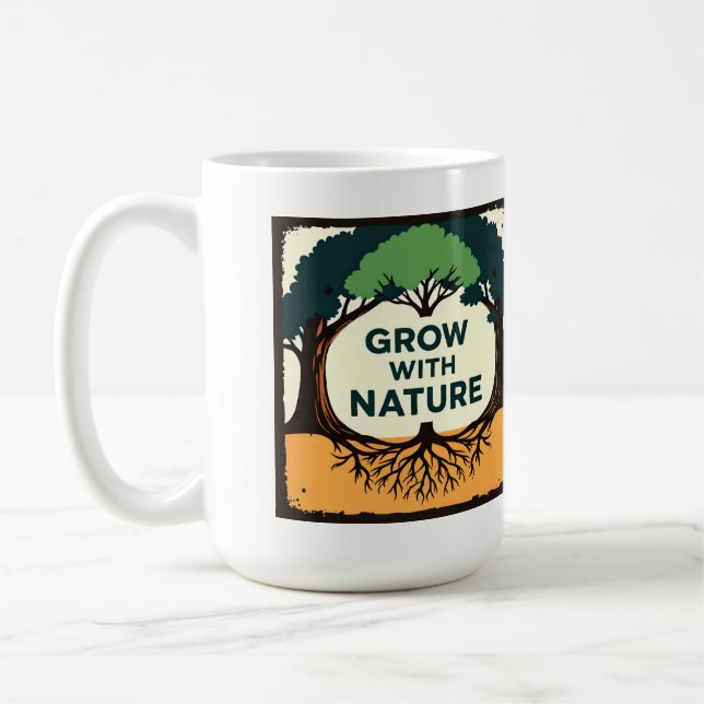 Caneca De Café Digital Illustration of Stylized Tree with Roots a (Esquerda)