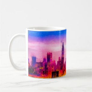 Caneca De Café Digital structure of painting. Night cityscapecity