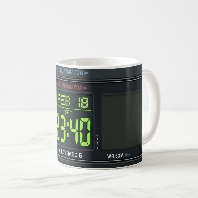 Caneca De Café Digital Watch Face Design (Frente Esquerda)