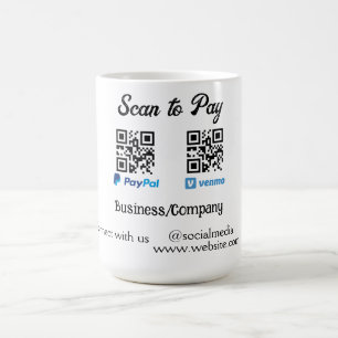 Caneca De Café Digitalize para pagar código q r paypal venmo adic