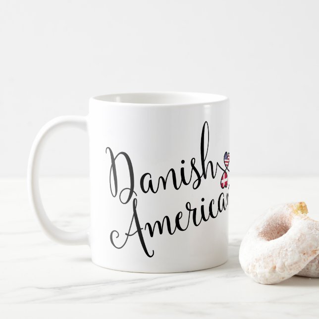 Caneca De Café Dinamarquês American Entwined Hearts Mug (Com Donut)