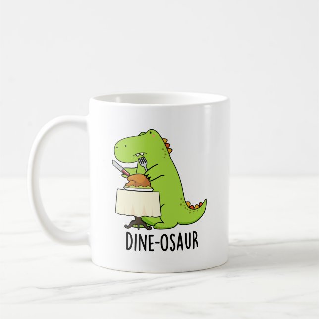 Caneca De Café Dine-osaur Funny Dinosaur Pun (Esquerda)