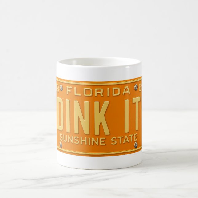 Caneca De Café Dink It Pickleball Fanatic -Retro FL License Plate (Centro)