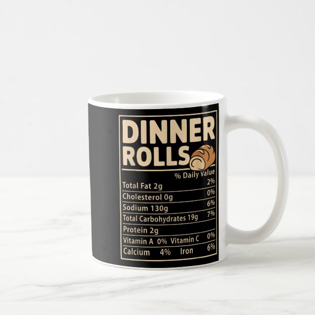 Caneca De Café Dinner Rolls Nutrition Facts Funny Bread Food Desi (Direita)