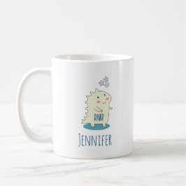 Caneca De Café Dino Amarelo Bonito com Estrelas Felizes