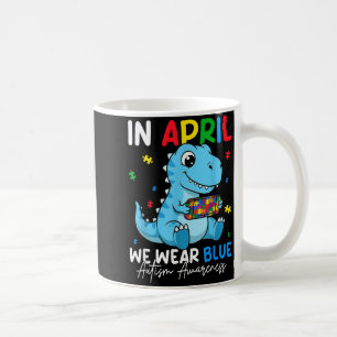 Caneca De Café Dino Fofo Autismo Abril Usamos Azul Conscientizaçã