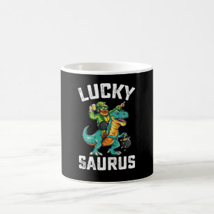 Caneca De Café Dino Lucky Saurus T Rex Dia de São Patrício