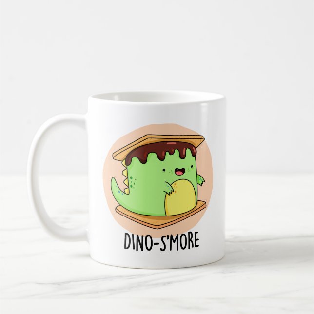 Caneca De Café Dino-Smore Engraçado Dinossaur Smore Pun (Esquerda)